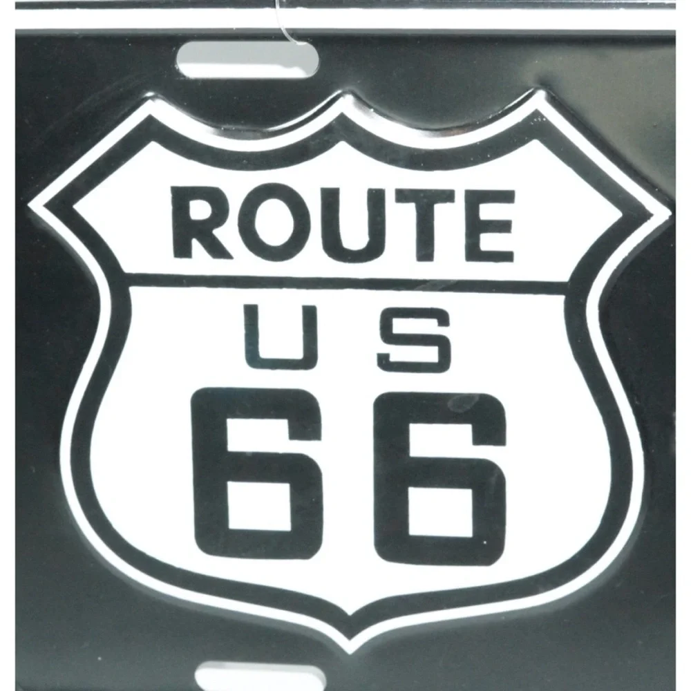 Route 66 Black Metal License Plate Wall Art